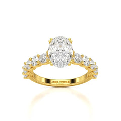 3.40 CT Oval Cut Ring with Round Diamonds in Pave Setting Jama Jewels