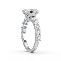 3.40 CT Oval Cut Ring with Round Diamonds in Pave Setting Jama Jewels
