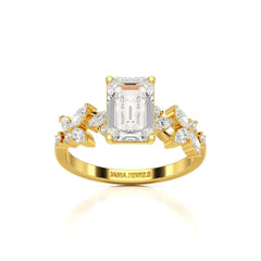 2.45 CT Emerald Cut Diamond Ring with Marquise & Round Diamonds Jama Jewels