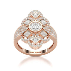 1.70 CT Princess & Round Diamonds Floral Cluster Ring Jama Jewels