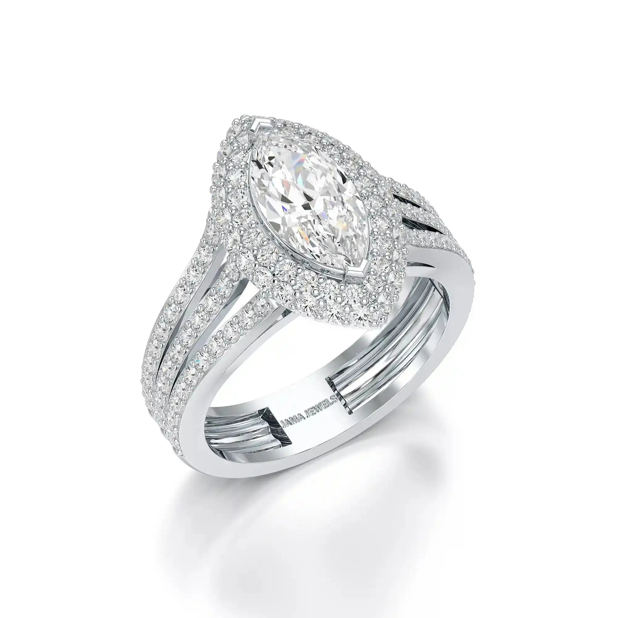 2.25 CT Marquise Cut Halo Lab Diamond Ring Jama Jewels