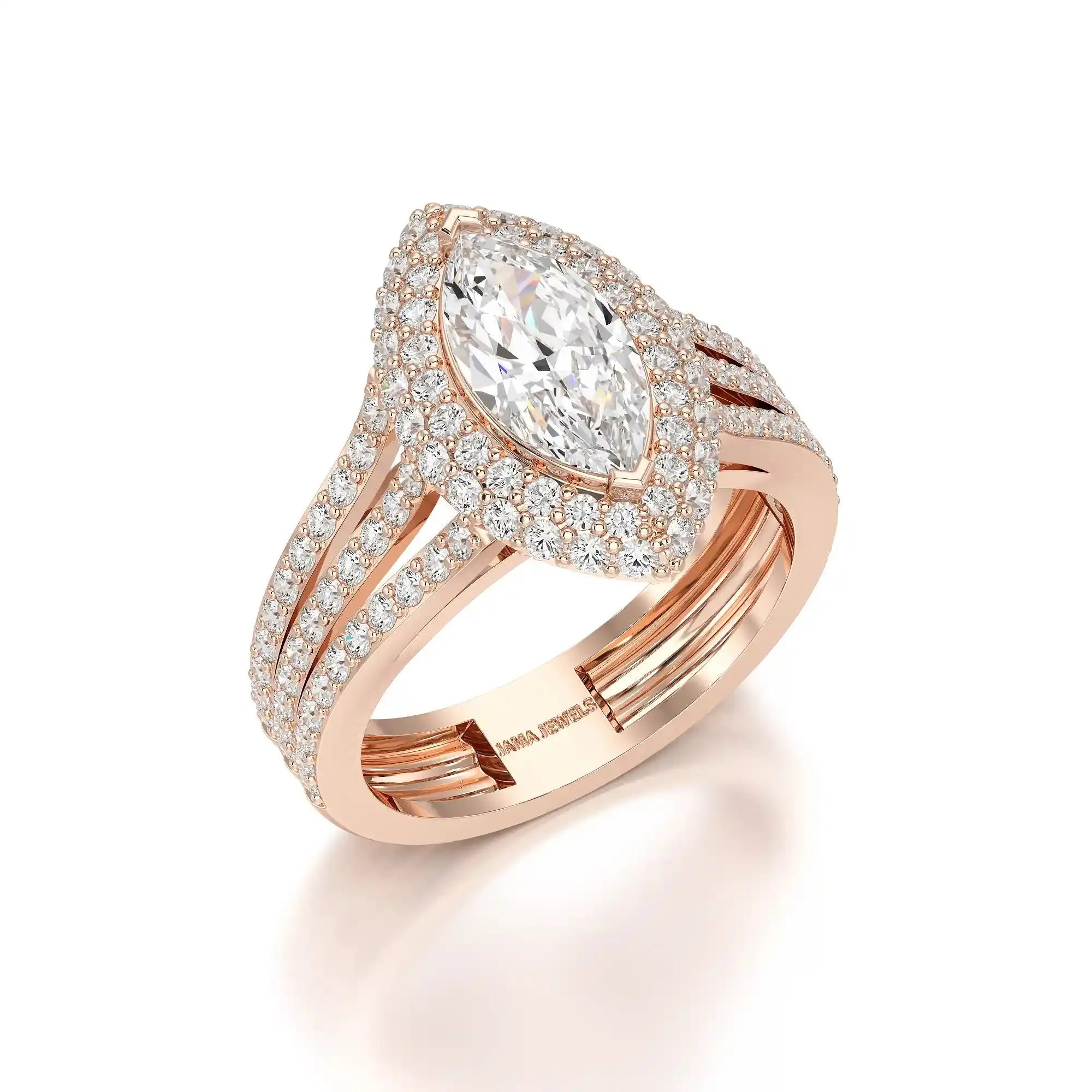 2.25 CT Marquise Cut Halo Lab Diamond Ring Jama Jewels