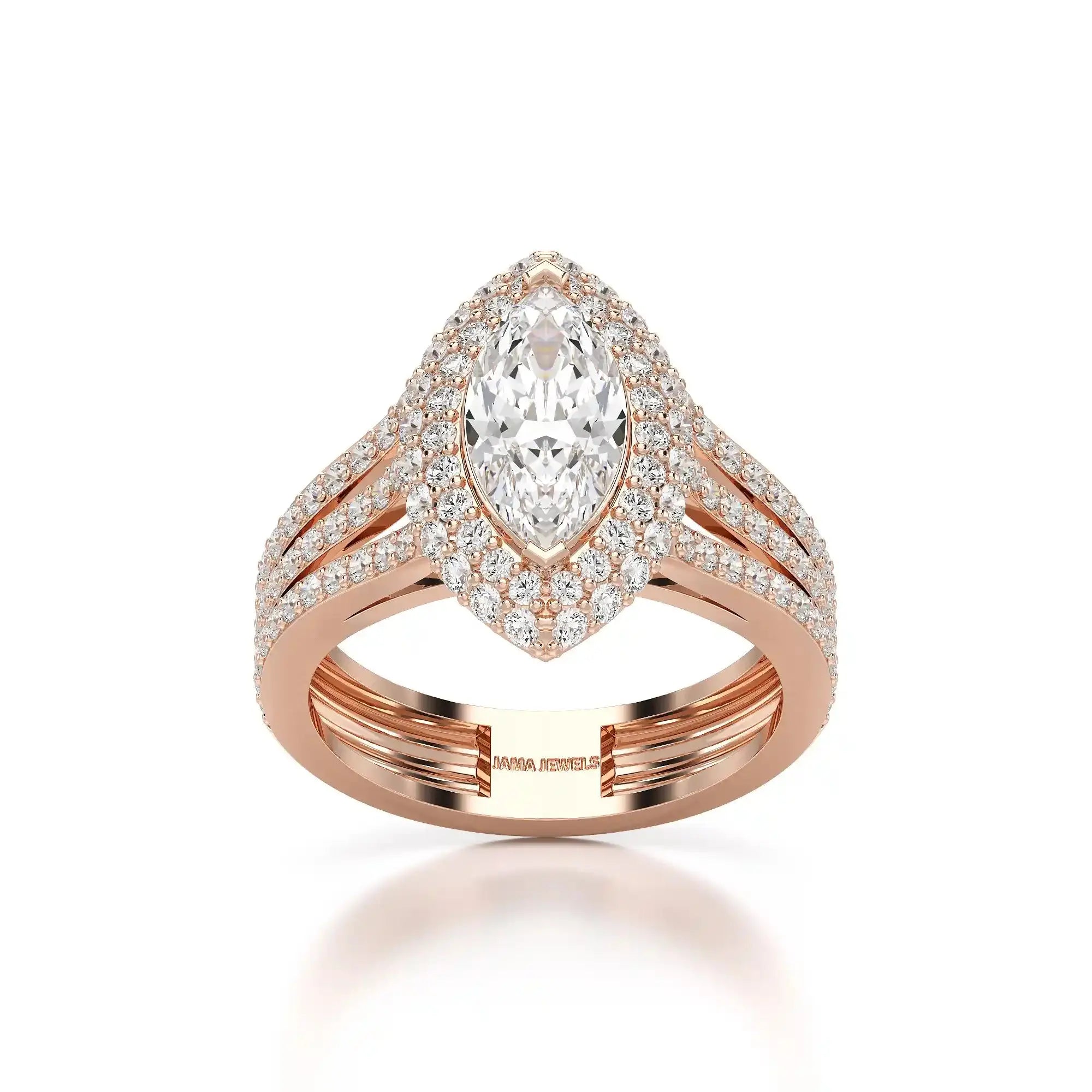 2.25 CT Marquise Cut Halo Lab Diamond Ring Jama Jewels