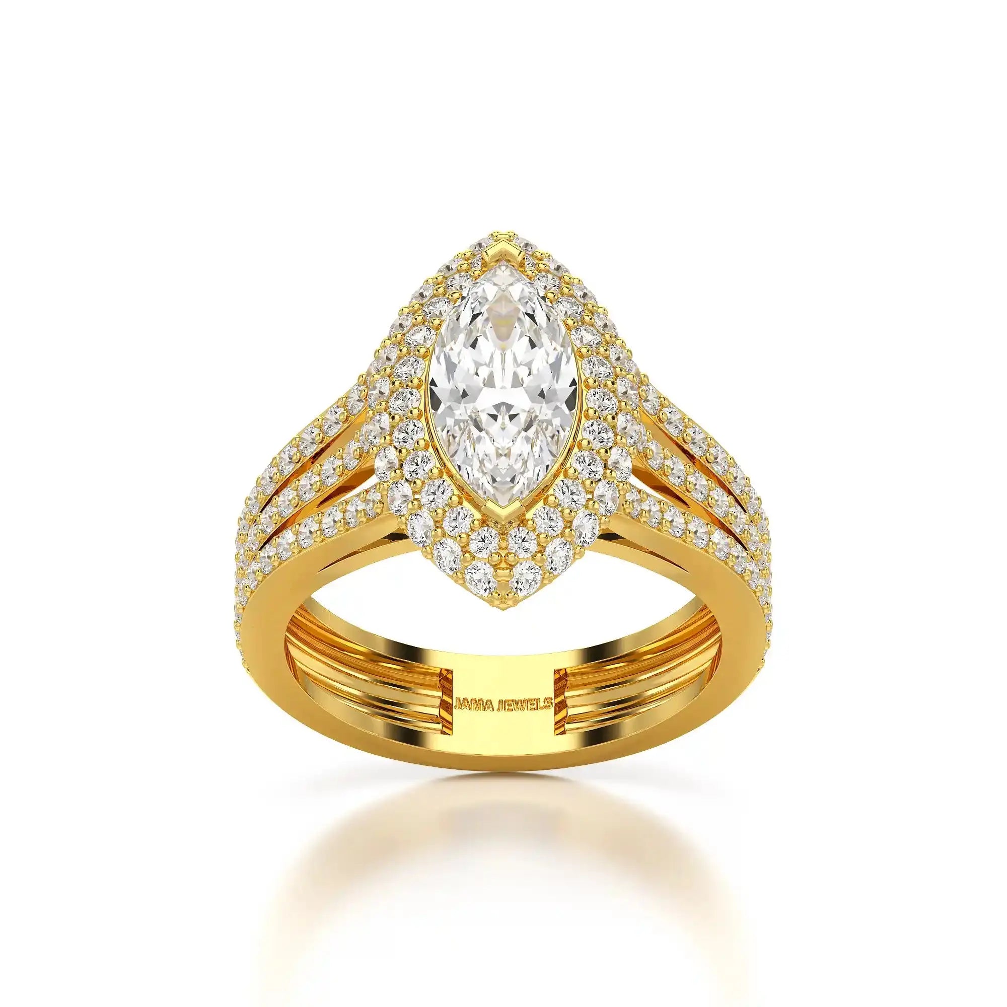 2.25 CT Marquise Cut Halo Lab Diamond Ring Jama Jewels