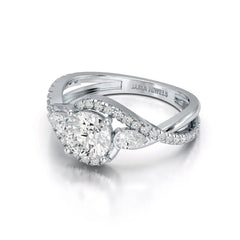 1.45 CT Round Cut Diamond Bypass Ring with Pear & Round Diamonds Jama Jewels