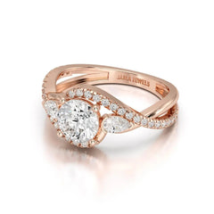 1.45 CT Round Cut Diamond Bypass Ring with Pear & Round Diamonds Jama Jewels