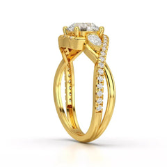 1.45 CT Round Cut Diamond Bypass Ring with Pear & Round Diamonds Jama Jewels