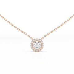 0.60 CT Round Cut Halo Lab Diamond Chain Pendant Jama Jewels