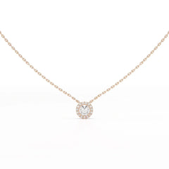 0.60 CT Round Cut Halo Lab Diamond Chain Pendant Jama Jewels