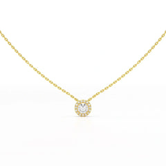 0.60 CT Round Cut Halo Lab Diamond Chain Pendant Jama Jewels