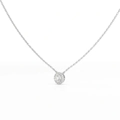 0.60 CT Round Cut Halo Lab Diamond Chain Pendant Jama Jewels