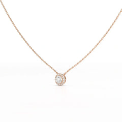 0.60 CT Round Cut Halo Lab Diamond Chain Pendant Jama Jewels