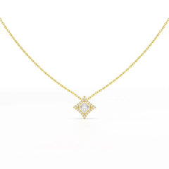 0.70 CT Princess Cut Halo Chain Pendant with Round Diamonds Jama Jewels