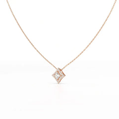 0.70 CT Princess Cut Halo Chain Pendant with Round Diamonds Jama Jewels