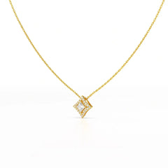 0.70 CT Princess Cut Halo Chain Pendant with Round Diamonds Jama Jewels