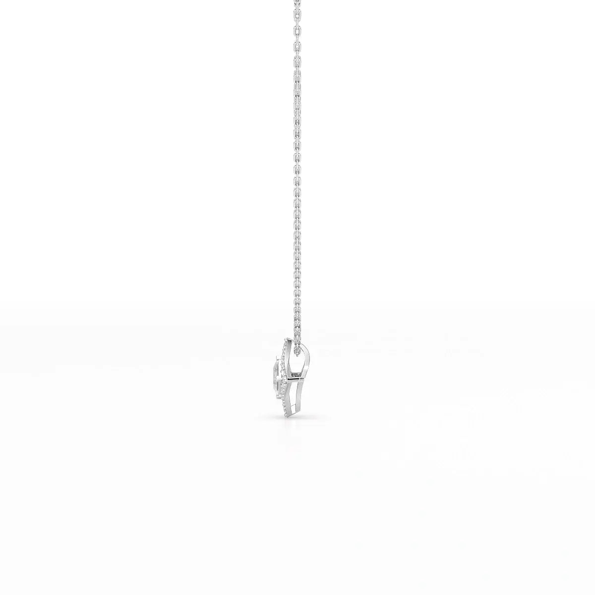 0.70 CT Princess Cut Halo Chain Pendant with Round Diamonds Jama Jewels