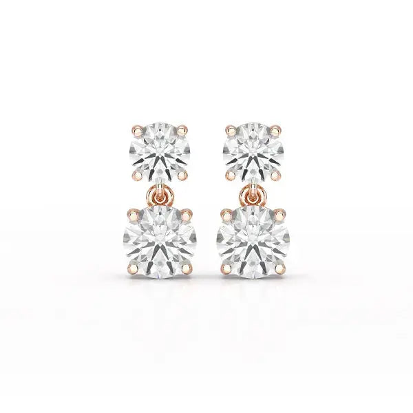 Simple Round Cut 6.34 CT Lab Diamond Drop Earring