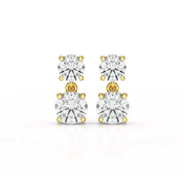 Simple Round Cut 6.34 CT Lab Diamond Drop Earring