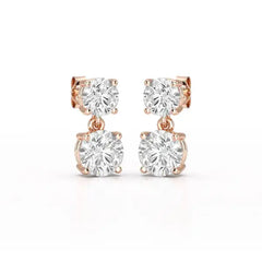 Simple Round Cut 6.34 CT Lab Diamond Drop Earring