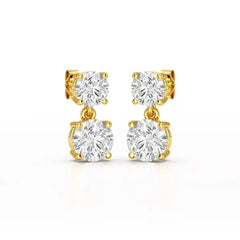 Simple Round Cut 6.34 CT Lab Diamond Drop Earring