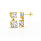 Simple Round Cut 6.34 CT Lab Diamond Drop Earring