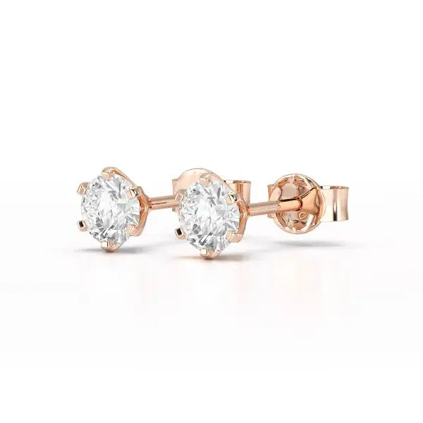 Simple Stud 0.87 CT Round Lab Diamond Earrings - Jama Jewels