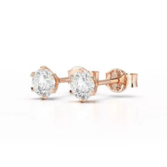 Simple Stud 0.87 CT Round Lab Diamond Earrings - Jama Jewels
