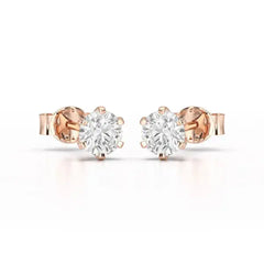Simple Stud 0.87 CT Round Lab Diamond Earrings - Jama Jewels