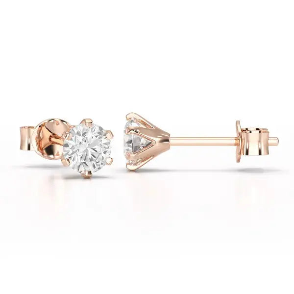 Simple Stud 0.87 CT Round Lab Diamond Earrings - Jama Jewels