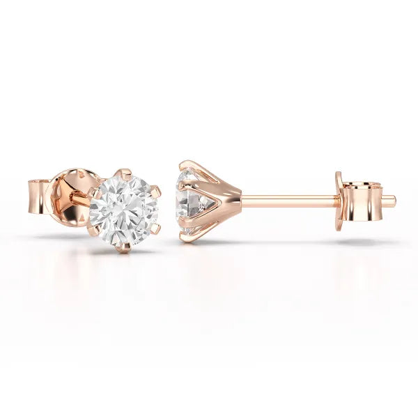 Simple Stud 0.87 CT Round Lab Diamond Earrings - Jama Jewels
