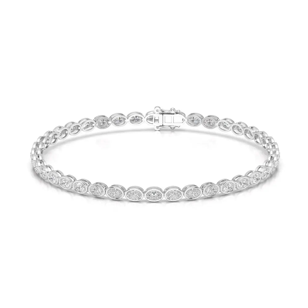 5.25 CT Oval Cut Diamond Bezel Tennis Bracelet White Gold