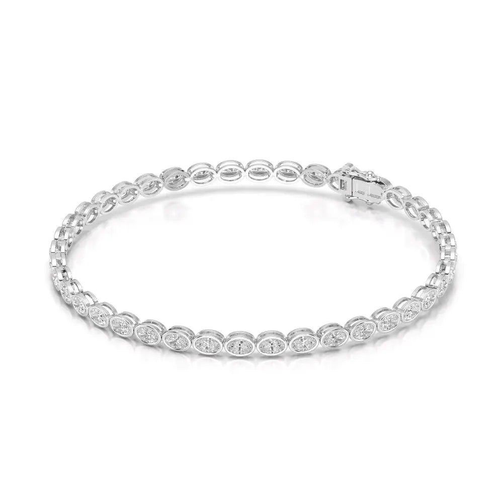 5.25 CT Oval Cut Diamond Bezel Tennis Bracelet White Gold