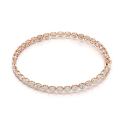 5.25 CT Oval Cut Diamond Bezel Tennis Bracelet Rose Gold