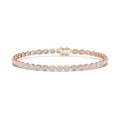 5.25 CT Oval Cut Diamond Bezel Tennis Bracelet Rose Gold