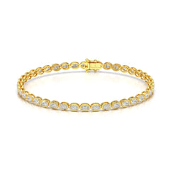 5.25 CT Oval Cut Diamond Bezel Tennis Bracelet Yellow Gold