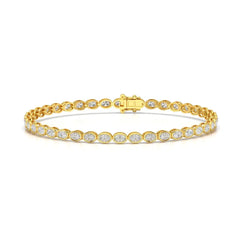 5.25 CT Oval Cut Diamond Bezel Tennis Bracelet Yellow Gold