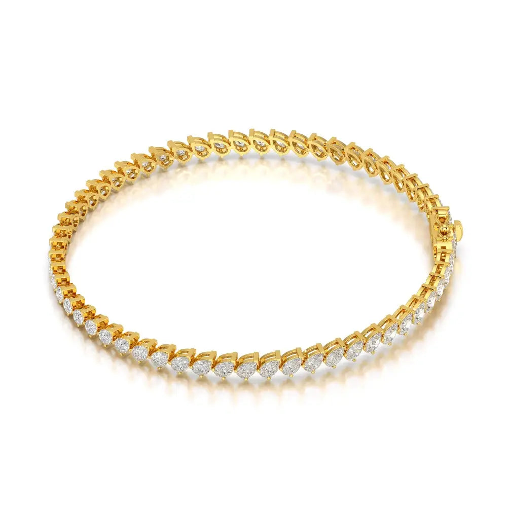 5.30 CT Pear Cut Diamond Bezel Tennis Bracelet Yellow Gold