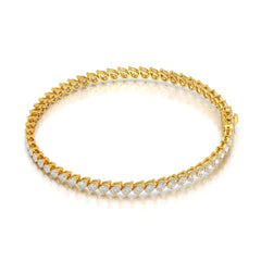 5.30 CT Pear Cut Diamond Bezel Tennis Bracelet Yellow Gold