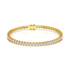 5.30 CT Pear Cut Diamond Bezel Tennis Bracelet Yellow Gold