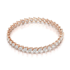 9.50 CT Pear Cut Diamond Bezel Tennis Bracelet Rose Gold
