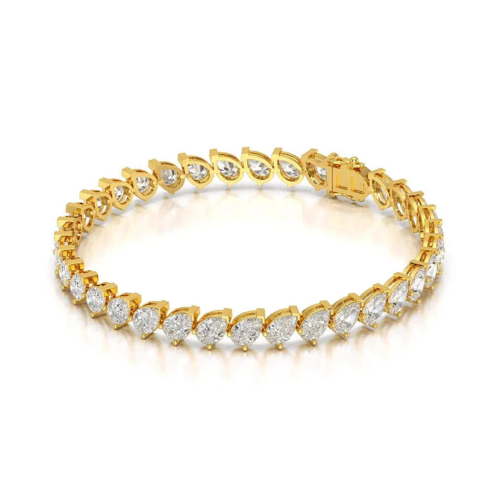 9.50 CT Pear Cut Diamond Bezel Tennis Bracelet Yellow Gold
