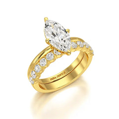 2.65 CT Marquise Cut Double Solitaire Ring with Side Diamonds Jama Jewels