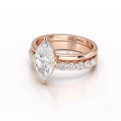 2.65 CT Marquise Cut Double Solitaire Ring with Side Diamonds Jama Jewels