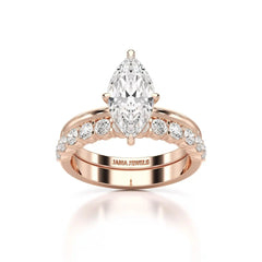 2.65 CT Marquise Cut Double Solitaire Ring with Side Diamonds Jama Jewels