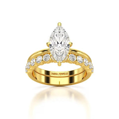 2.65 CT Marquise Cut Double Solitaire Ring with Side Diamonds Jama Jewels