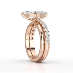 2.65 CT Marquise Cut Double Solitaire Ring with Side Diamonds Jama Jewels