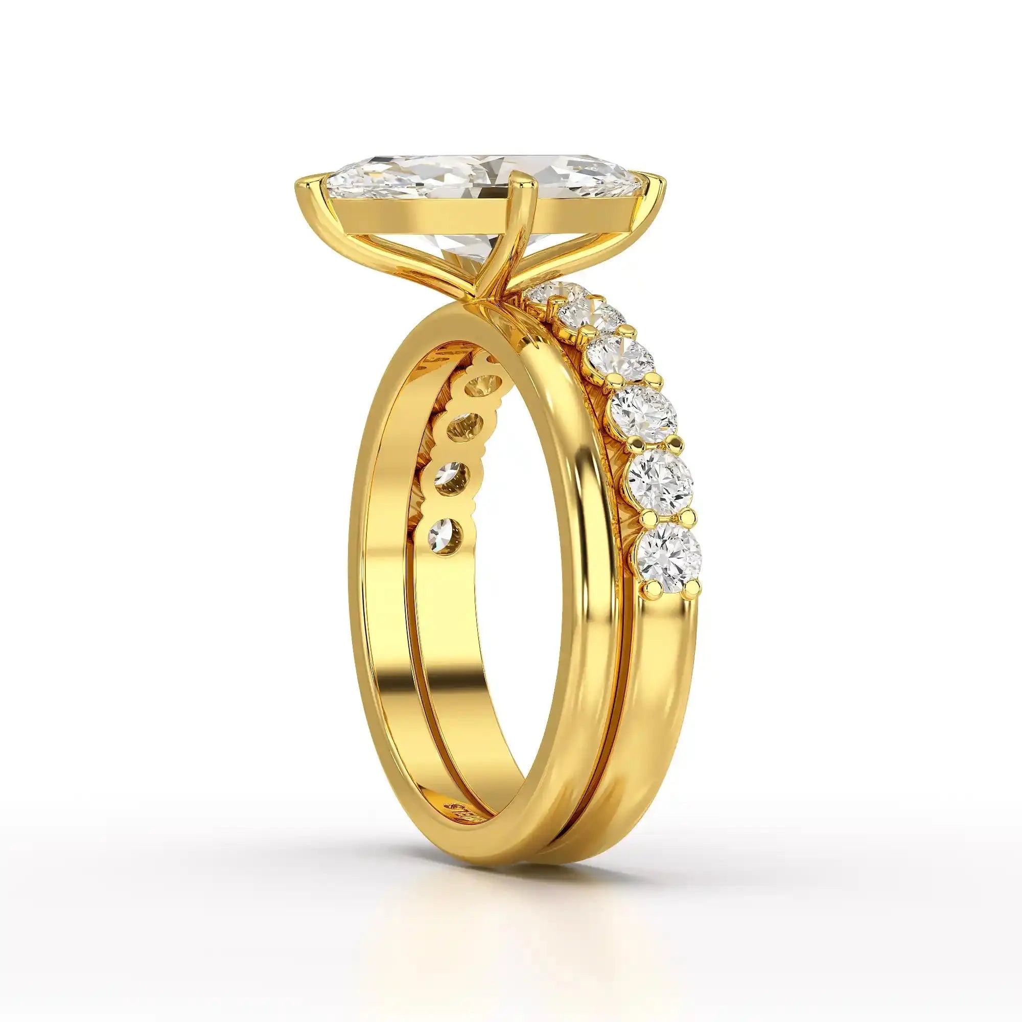 2.65 CT Marquise Cut Double Solitaire Ring with Side Diamonds Jama Jewels