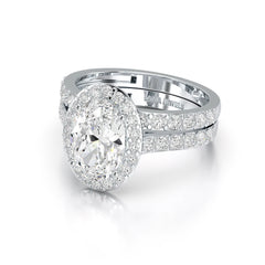 3.05 CT Oval Diamond Pavé Halo Twin Ring