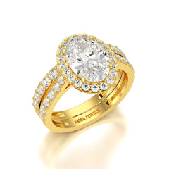 3.05 CT Oval Diamond Pavé Halo Twin Ring