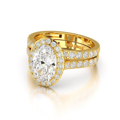 3.05 CT Oval Diamond Pavé Halo Twin Ring